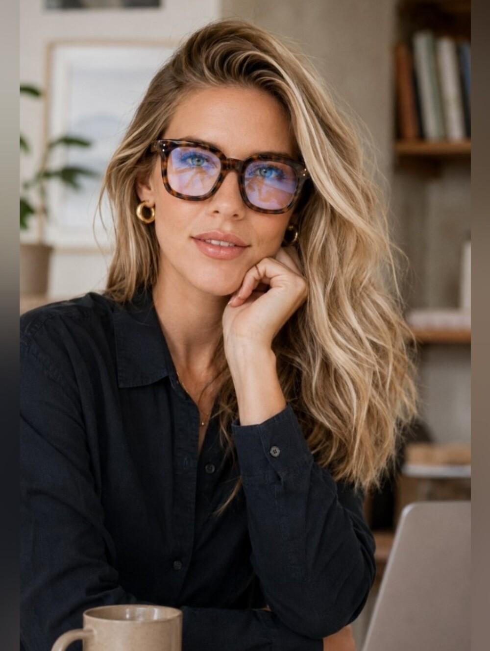 Madison Avenue Oversize Blue Light Eyeglasses Tortoiseshell UV Protection